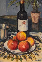 Gustave CARIOT (Paris 1872 - 1950)-Nature morte à la bouteille-img1