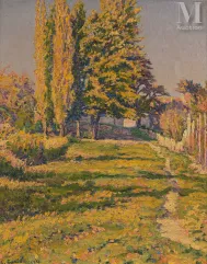 Gustave CARIOT (Paris 1872 - 1950)-Jardin avec des cyprès, 1912-img1