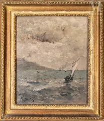 Alfred STEVENS (1823-1906)-Marine, effet de brume-img1