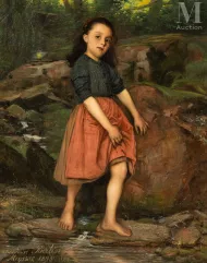 Alexandre BERTIN (1854-1934)-Jeune fille au ruisseau-img1