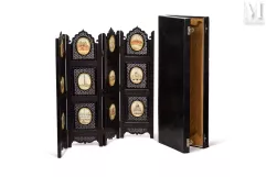 Paravent de table à quatre feuilles aux monuments indiens-Inde, circa 1930-img1