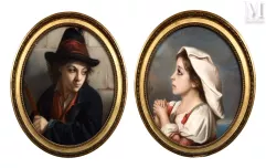 Amélie BEAURY-SAUREL (Barcelone 1848 - Paris 1924)-Paire de portraits-img1