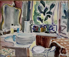 Pierre de BELAY (Quimper 1890 - Ostende 1947)-Intérieur au balcon-img1