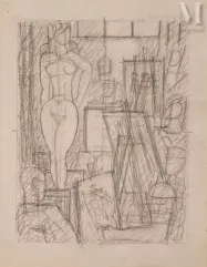 Marcel GROMAIRE (Noyelles-sur-Sambre 1892- Paris 1971)-L'Académie du peintre-img1