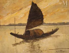 Ⓟ HENRI MÈGE (1904-1984)-Jonque à l'arrêt, 1933-img1