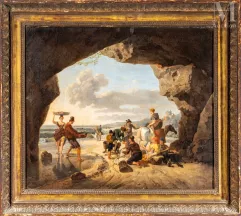 Jean-Louis DEMARNE (1752-1829), attribué à-Les pêcheurs à la grotte-img1