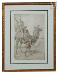 École FRANÇAISE de la fin du XIXe siècle-Musicien sur un chameau-img1