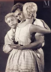 Lucien CLERGUE (1934-2014)-Jean Cocteau dirigeant les acteurs Gérard Chatelain et Michèle Lemoigne sur le tournage de son film "Le Testament d'Orphée", 1958-img1