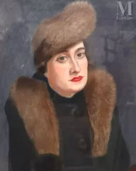Georges Eugène DELHOMME (1904-1989)-Hélène à la fourrure-img1