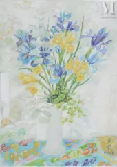 Ⓗ LE PHO (1907-2001)-Bouquet de fleurs-img1