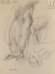 Fikret MOUALLA (Turquie, 1903 - 1967)-Nu assise de dos, 1946-img1