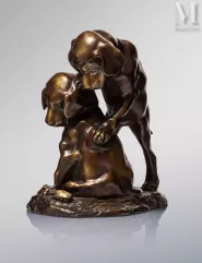 Georges Lucien VACOSSIN (1870 - 1942)-"Chiots et scarabé"-img1