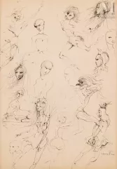 Leonor FINI (Buenos Aires 1908 - Paris 1996)-Etudes de figures et de visages-img1