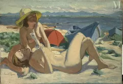 Ernest ROUART (Paris 1874 - 1942)-Nues allongées sur la plage-img1