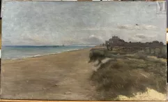 Ecole française du XXème siècle-Sur la plage à marée basse-img1