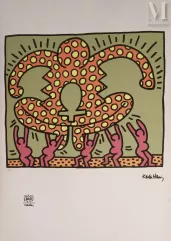 KEITH Haring (1958-1990) Lithographie en couleur-"La danse"-img1