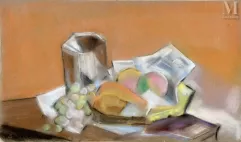 Ecole MODERNE du XXème siècle-Nature morte cubiste aux fruits-img1