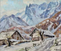 Albert DORAN (1892-1987), pseudonyme de Marie Couturier-Paysage à la Montagne enneigée-img1