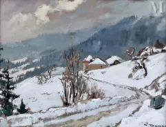 Albert DORAN (1892-1987), pseudonyme de Marie Couturier-Paysage de neige "En Chartreuse"-img1
