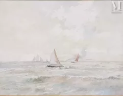 Maurice COURANT (1847-1926)-Voiliers en mer-img1