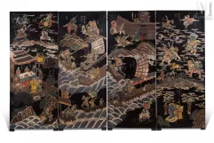 Ⓟ VIETNAM, École des Beaux-Arts de l'Indochine, XXe siècle-Paravent à quatre feuilles-img1