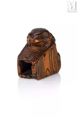 JAPON, Epoque Edo, XIXe siècle-Netsuke en buis à patine brune, Masanao de Yamada, de la Province de Ise-img1