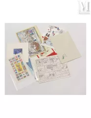 Hergé, Ensemble de 17 cartes de voeux Fondation et Studios.-Hergé ,Ensemble de 17 cartes de voeux Fondation et Studios.-img1