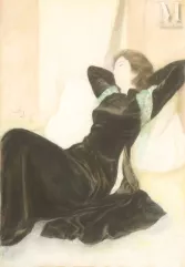 Ⓟ TRAN DONG LUONG (1925-1993)-"Ao dai en velours noir", 1978-img1