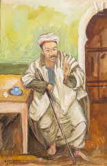 Simon MONDZAIN (Chelm 1888 - Paris 1979)-Scène de café à Alger-img1