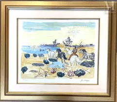 Yves BRAYER (1907-1990)-Chevaux dans le soleil, Camargue, 1988-img1