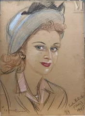 Sacha RUBINSTEIN (XX) et divers artiste du XXe siècle-Nu assis / Portrait de femme au chapeau / Coupole Montparnasse /Portraits d'enfants /Chiots-img1