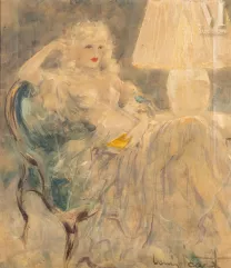 Louis ICART (Toulouse 1888 - Paris 1950)-Elégante au livre jaune, fin du roman-img1