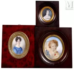 Ecole FRANCAISE du XIXème siècle-Trois miniatures peintes-img1