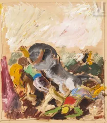 Charles DUFRESNE (Millemont 1876 - La Seyne 1938)-Composition à l'homme et le fauve-img1