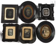 6 DAGUERRÉOTYPES 1/2 (3), 1/4 (2) et 1/16 DE PLAQUE-Couples, famille de trois membres, c. 1850-1855-img1
