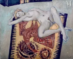 Jean DURAND (1919-2000)-Femme nue au tapis oriental-img1