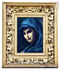 Ecole SYMBOLISTE du XIXème siècle-Sainte Vierge au drapé bleu-img1