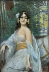 Fernand Ouillon CARRÈRE (1879 - 1959) - Ecole SYMBOLISTE du XIXème siècle-Portrait de femme aux boucles d'oreilles-img1