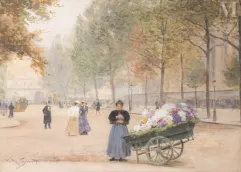 Victor GILBERT (Paris 1847 - 1933)-La marchande de fleurs, Paris-img1