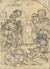 Jean-Victor SCHNETZ  (Versailles 1787 – Paris 1870)-Sainte Geneviève distribuant des vivres aux assiégés de Paris-img1