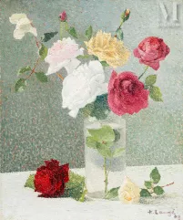 Achille LAUGE (1861-1944)-Bouquet de roses-img1