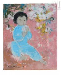 Ⓗ VU CAO DAM (1908–2000)-"Le petit enfant aux Fleurs", 1967-img1