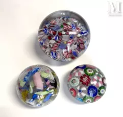 Lot de trois boules presse-papier sulfure--img1