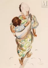 Charles BROUTY (Bastia 1897 - Paris 1984)-Femme et son enfant-img1