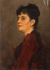 Lionel ROYER (Château du Loir 1852 - Neuilly sur Seine 1926)-Portrait de femme-img1