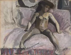 Jean PUY (Roanne 1876 - 1960)-Enfant nu assis-img1