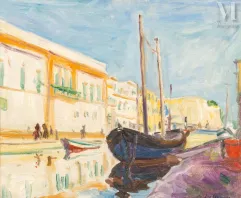 Jules LELLOUCHE (Monastir 1903 - Paris 1963)-Canal de la Goulette à Tunis-img1
