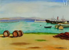 Sauveur TERRACCIANO (Algérie 1908-1981)-Port d'alger, Les quais-img1