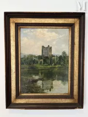 Ecole du XXème siècle-Paysage à la tour en rune-img1