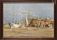 Georges Hanna SABBAGH (Egypte, 1887 - 1951)-Bâteaux sur le Nil, 1944-img1